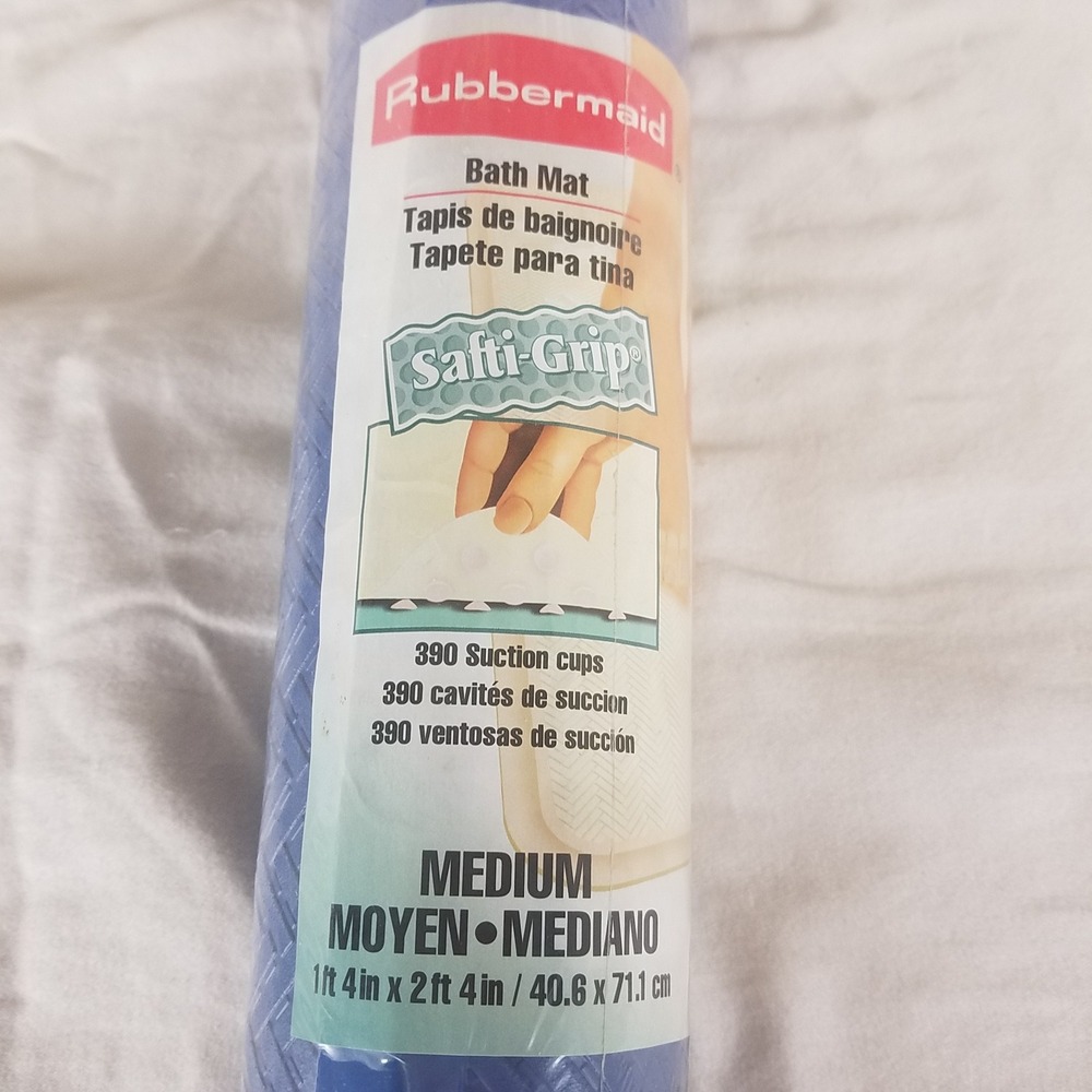 Rubbermaid Safti-Grip Bath Mat Unisex Medium Blue NEW Vintage 1998 Suction Cups